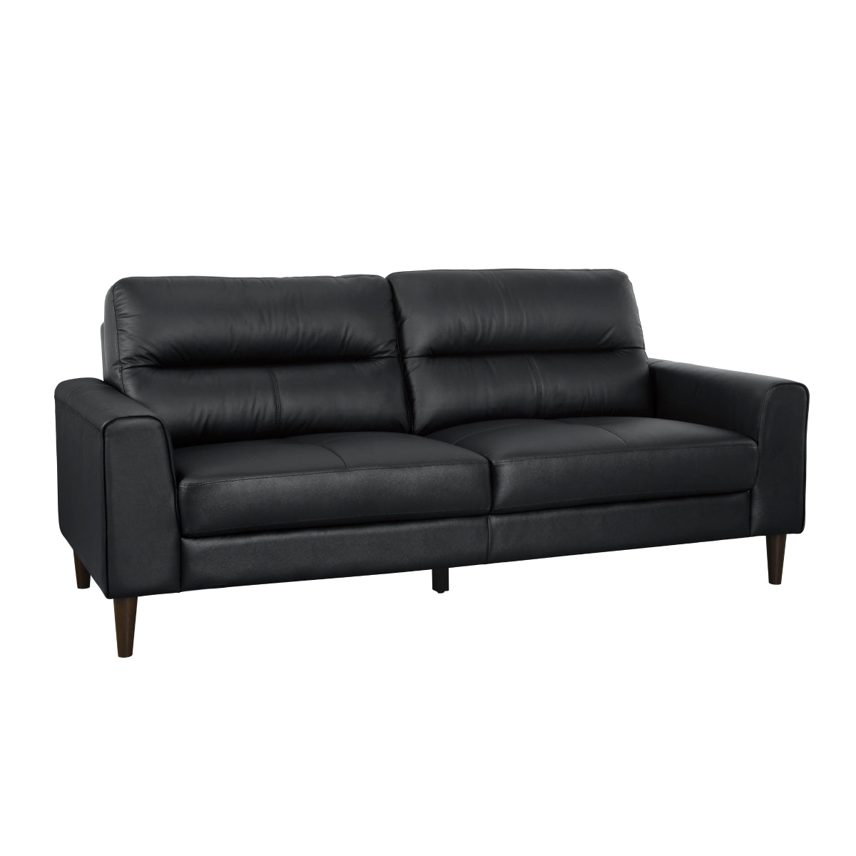 Lewes Brown Leather Sofa side angle