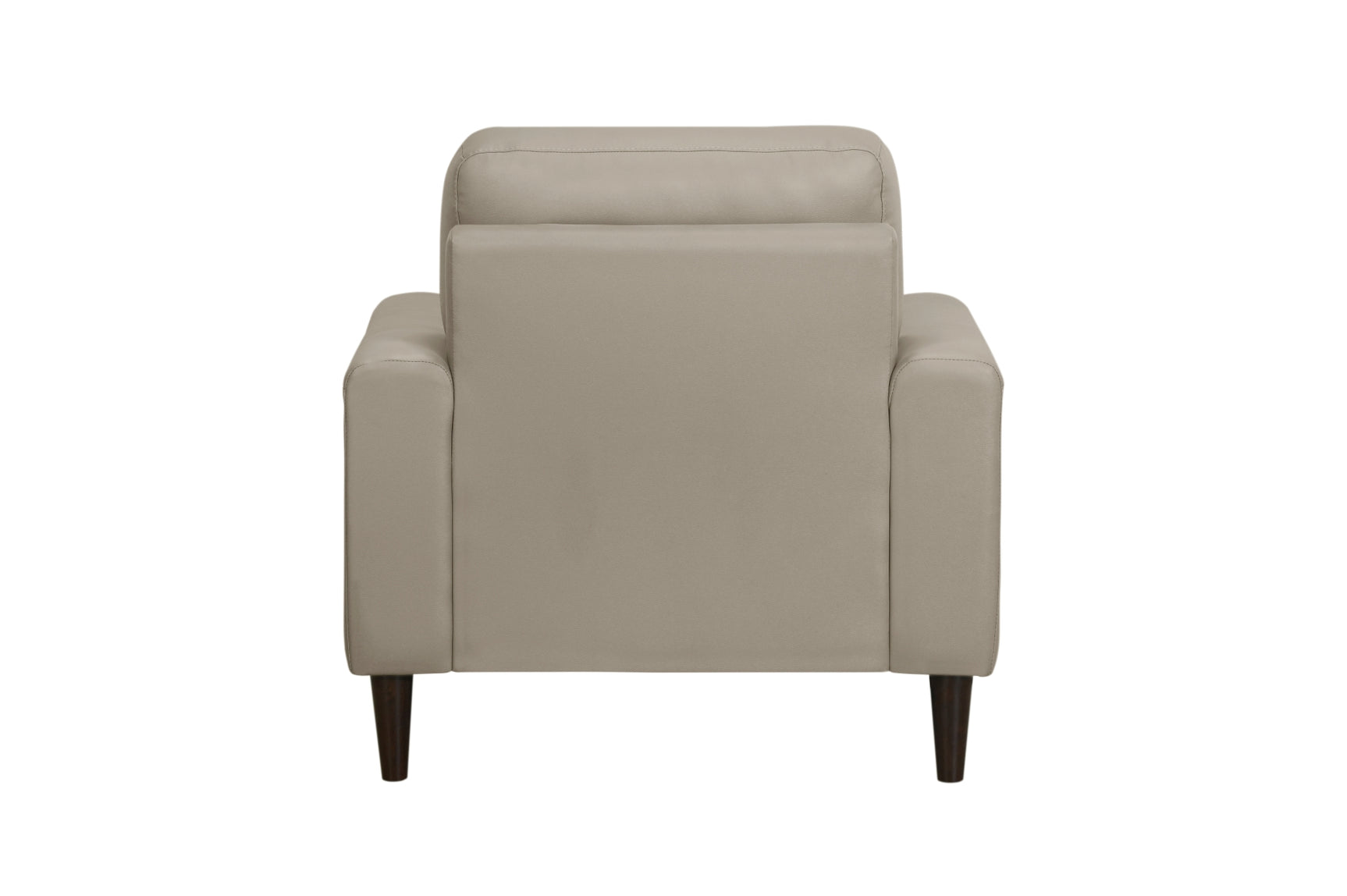 Detail of cushion on Lewes Latte Faux Leather Chair