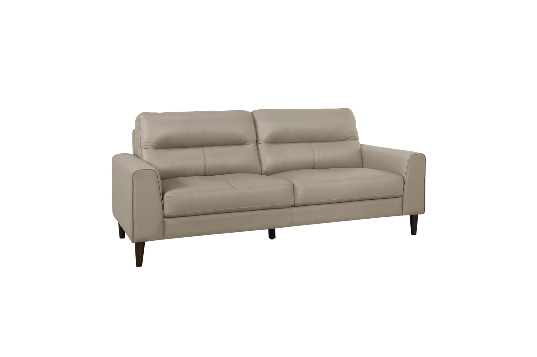 Lewes Latte Faux Leather Sofa angled view