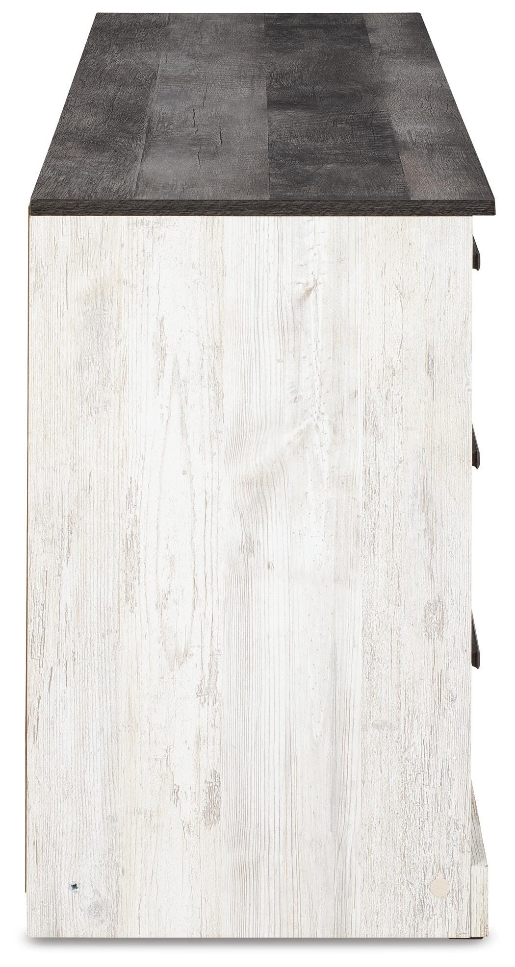 Shawburn Whitewash/Charcoal Gray Dresser — side view