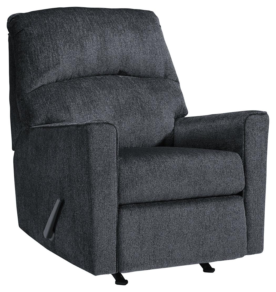 Altari Alloy Chenille Recliner reclining position front angle