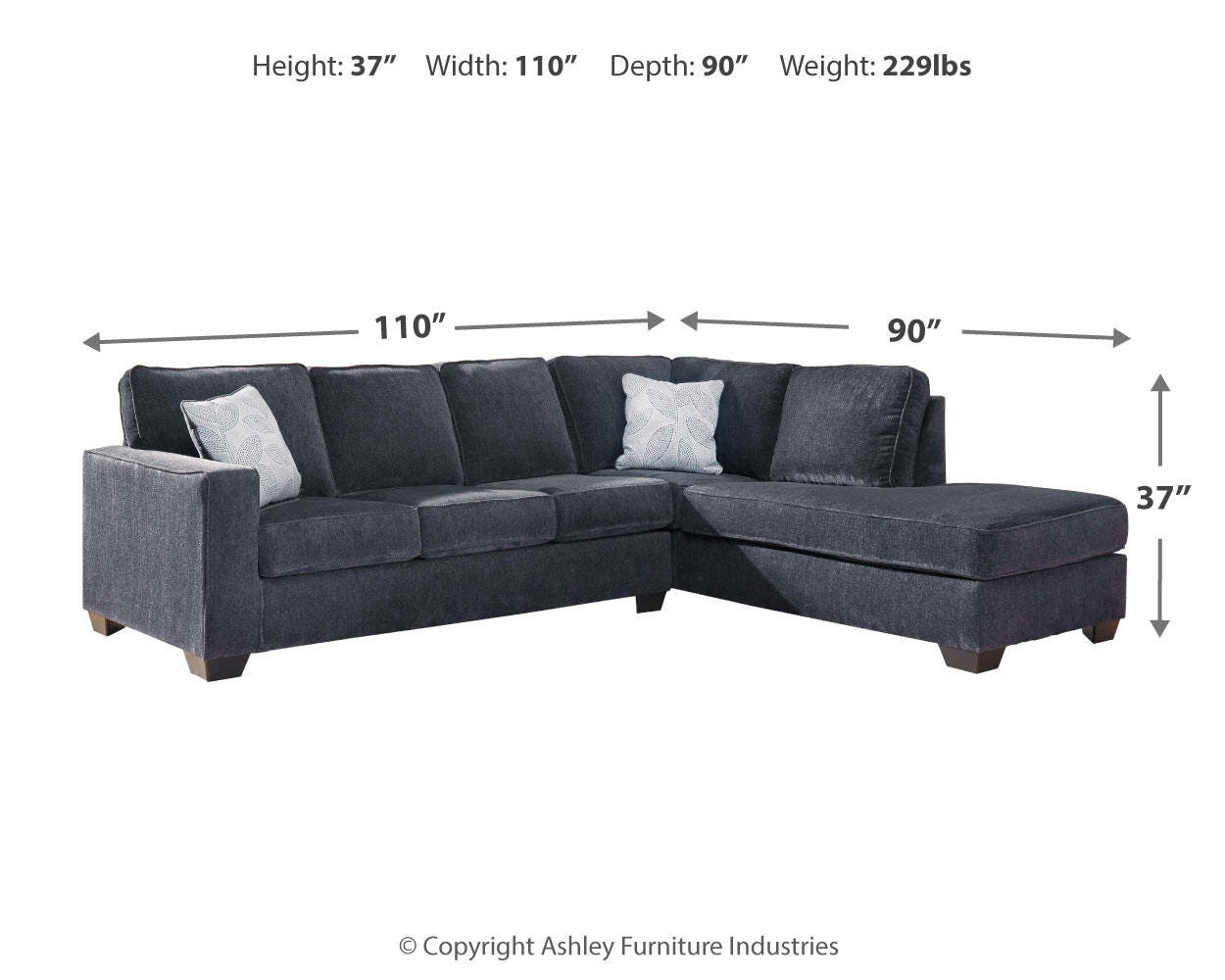 Altari Slate Chenille 2-Piece Sectional with Chaise - image 3