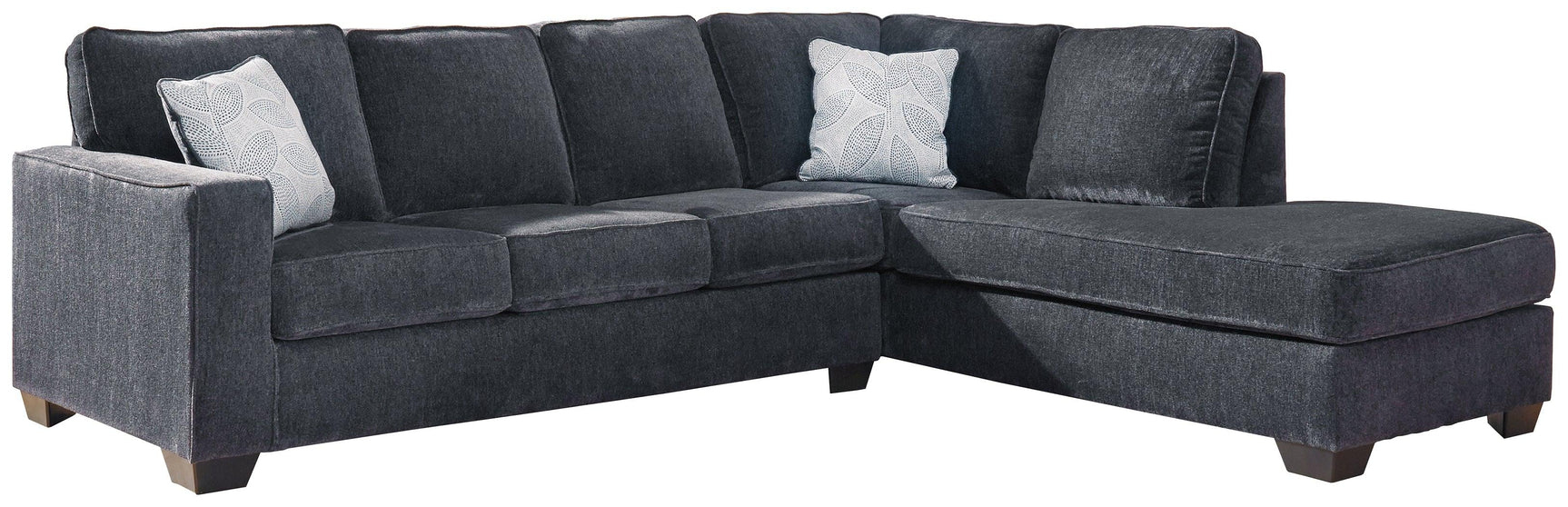 side view of Altari Slate Chenille 2-Piece Sectional With Chaise sectional sofa