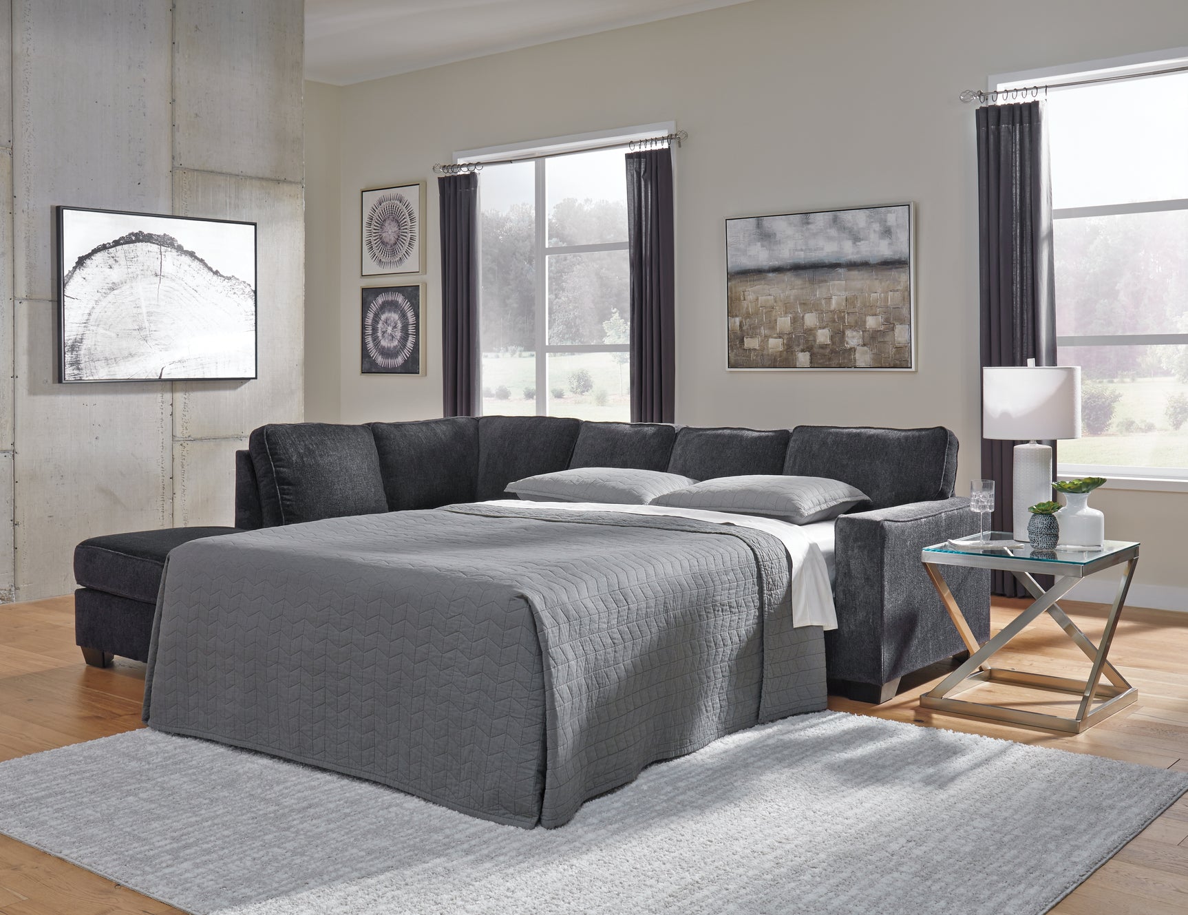 Side view of the sectional sofa