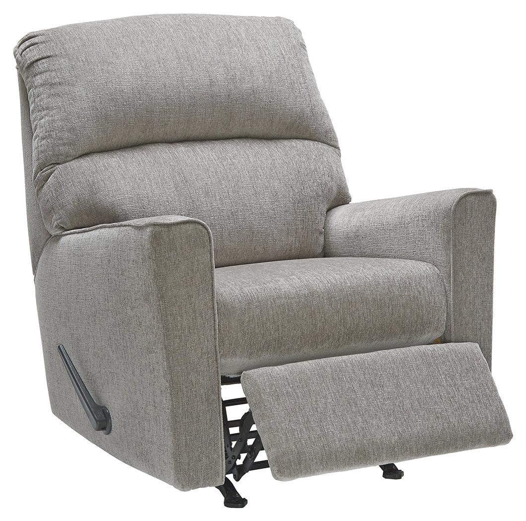 Altari Alloy Chenille Recliner reclining position side view