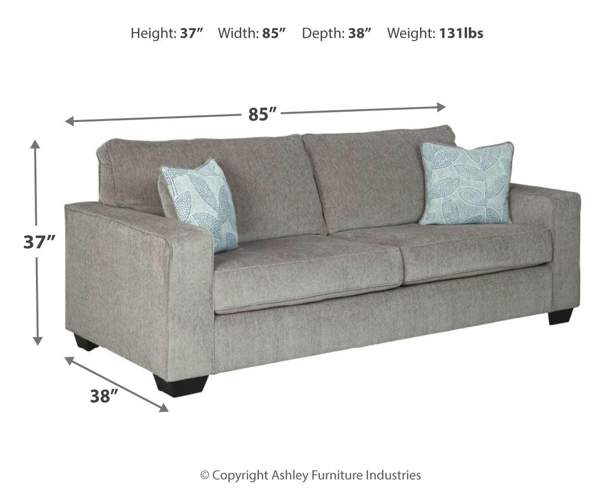 Dimension diagram of Altari Alloy Chenille Sofa