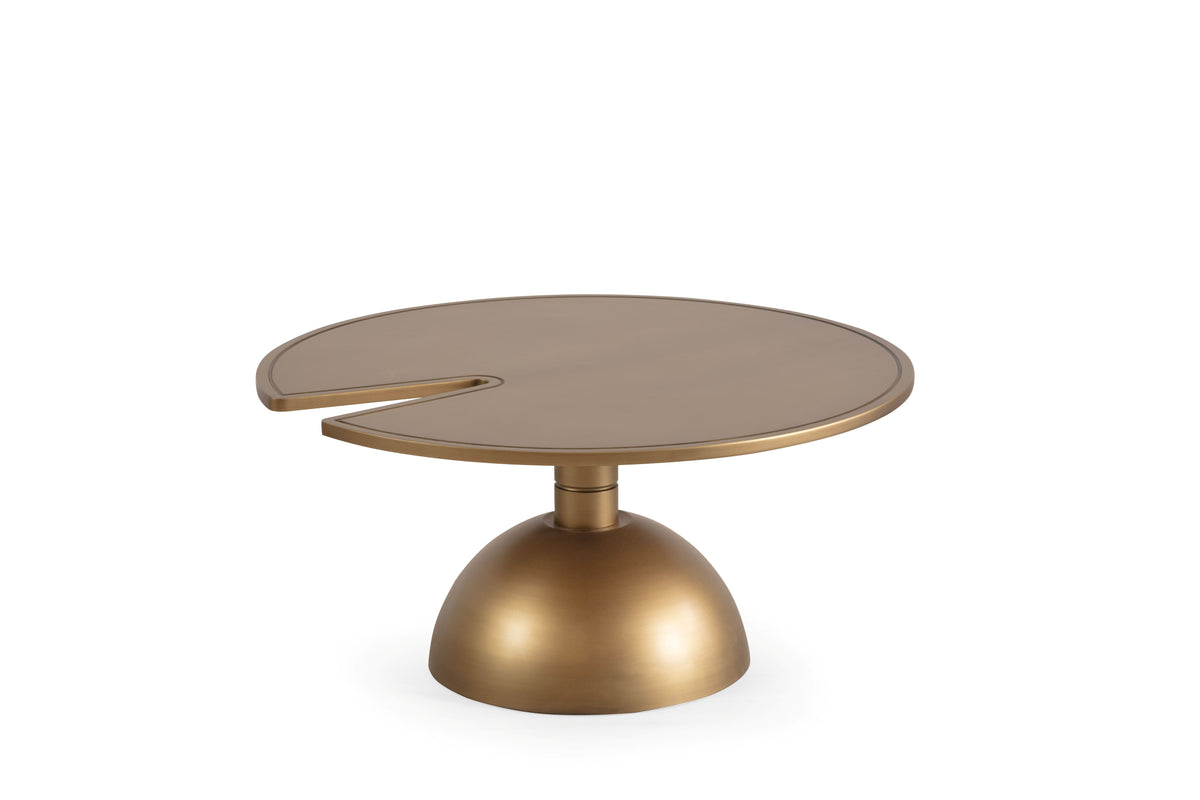 Modern gold coffee tables with decorative items
