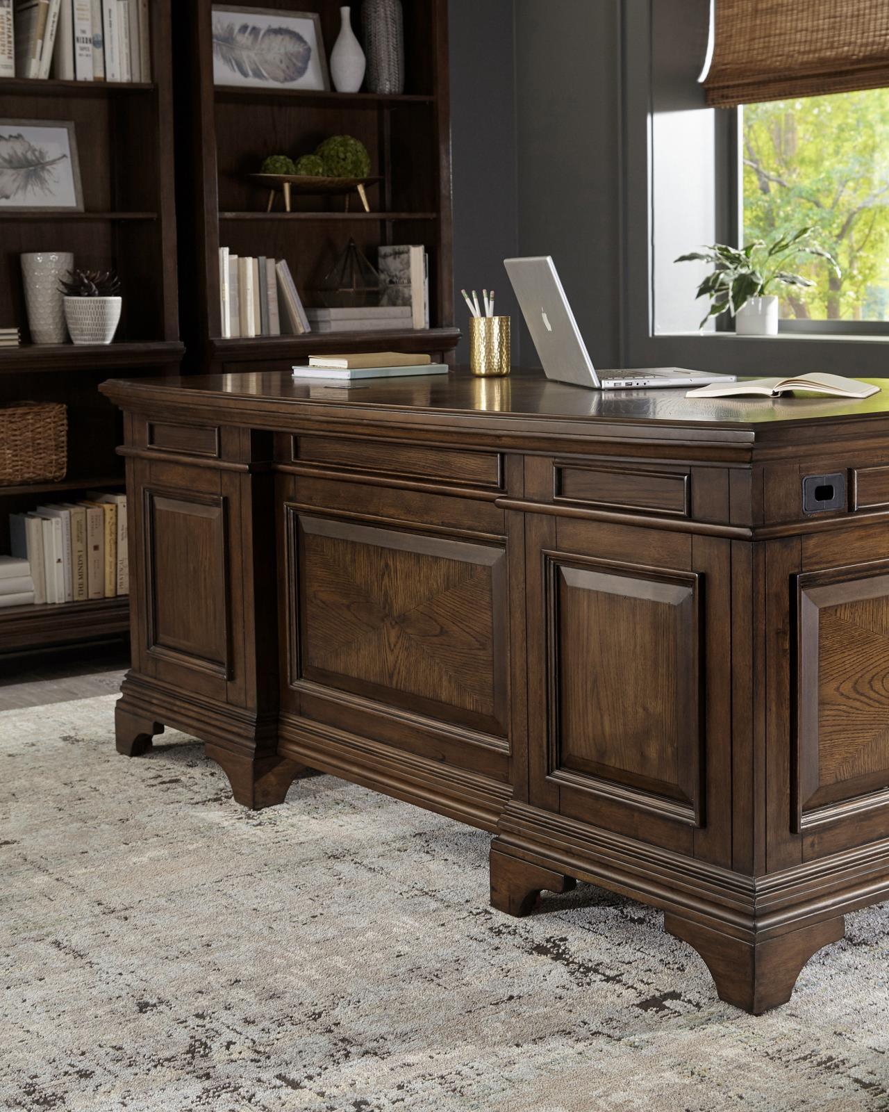 Hartshill Burnished Oak Executive Desk front view