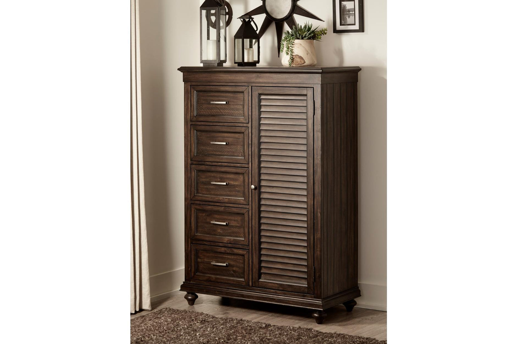 side view of Cardano Charcoal Panel Bedroom Set bed