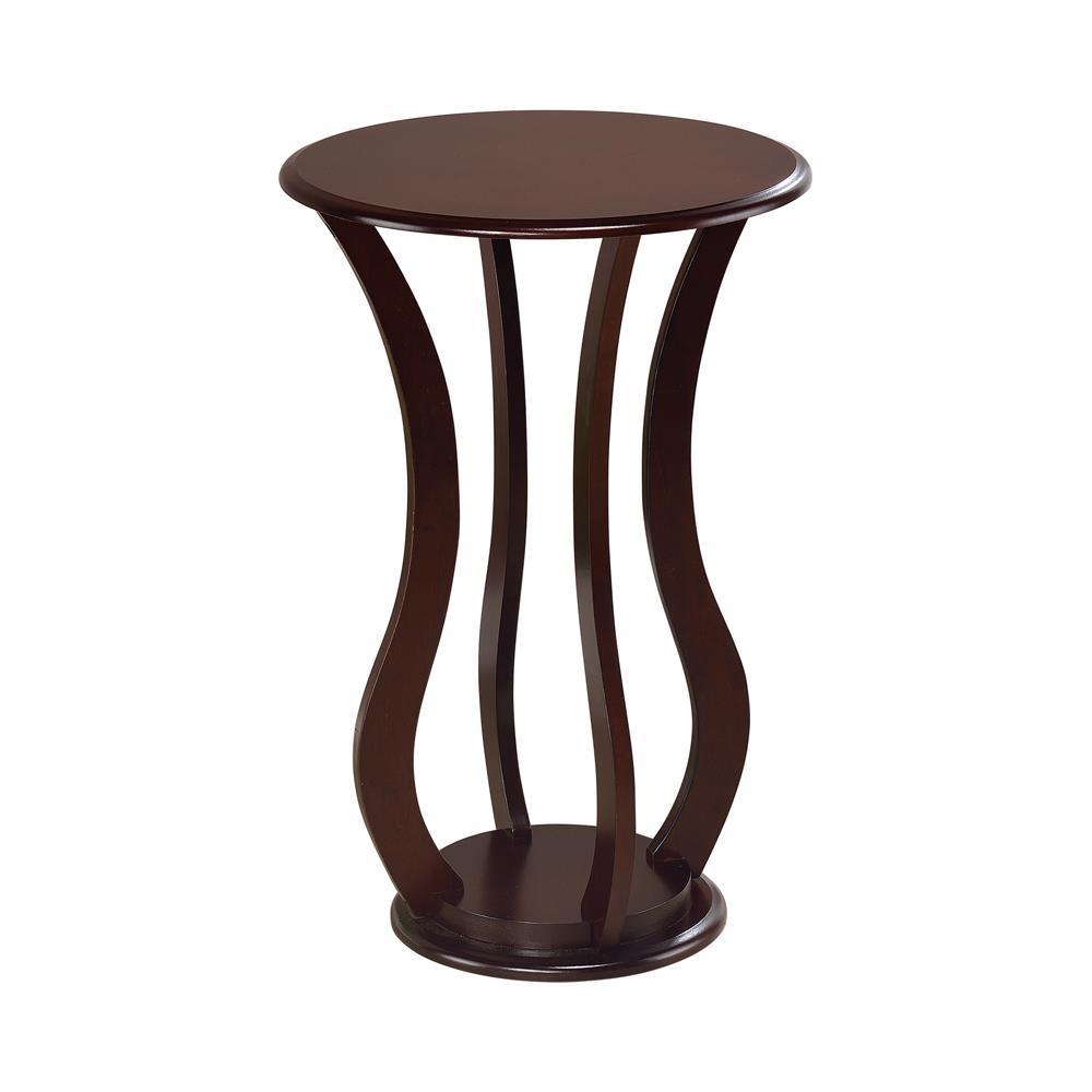 Espresso Cherry Wood Rounded Plant Stand 900934 - Ella Furniture