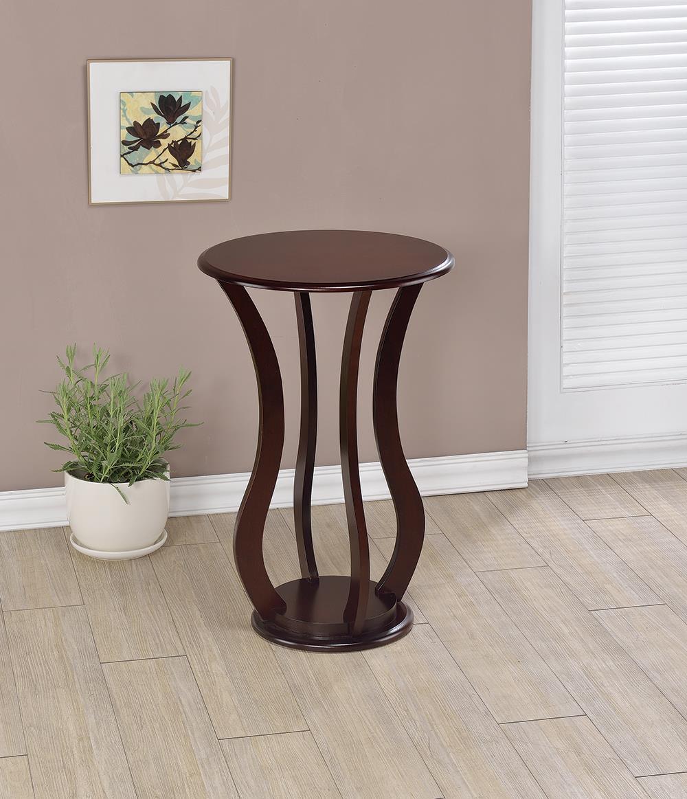 Espresso Cherry Wood Rounded Plant Stand 900934 - Ella Furniture