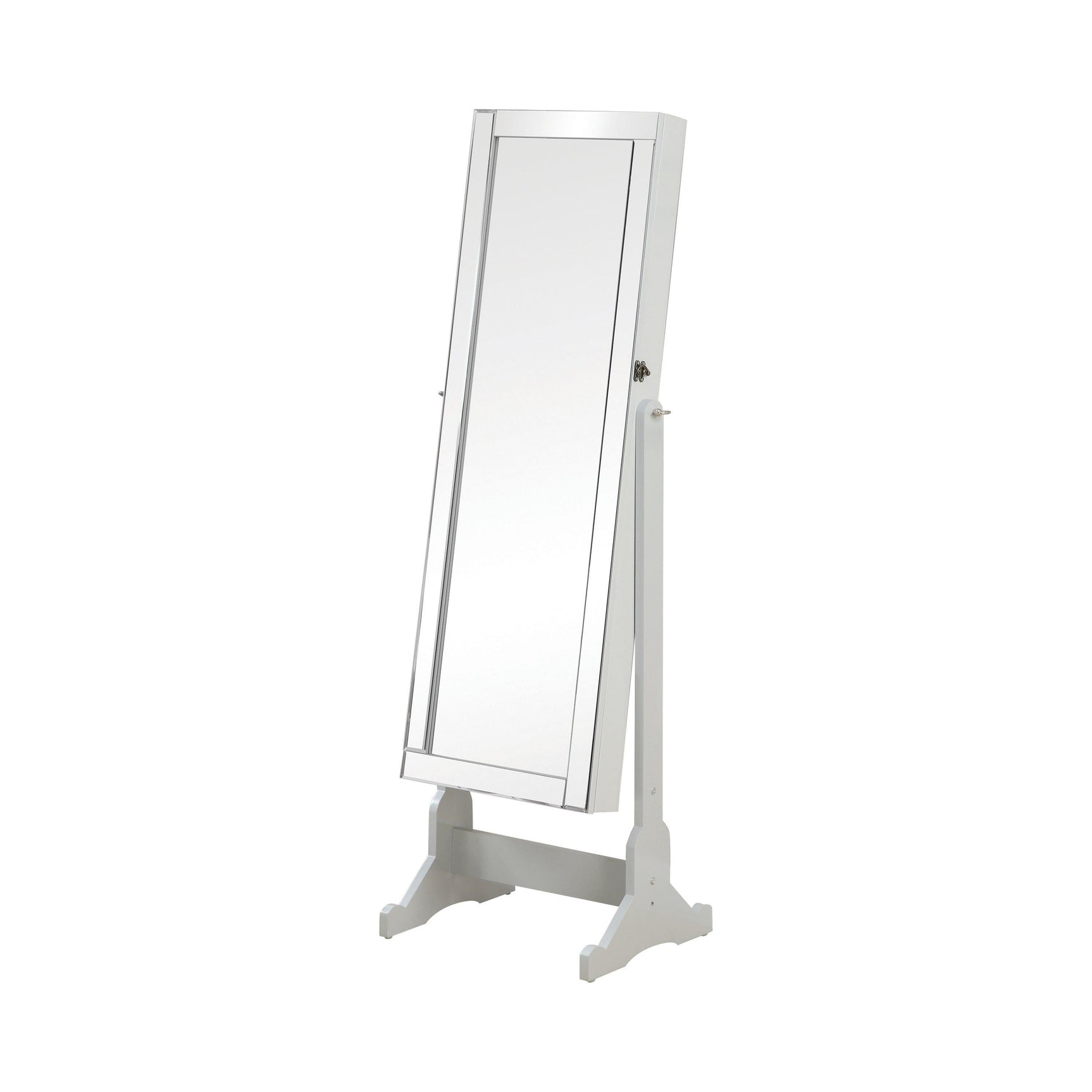 Close-up of storage compartments inside Yvonne Jewelry Cheval Mirror