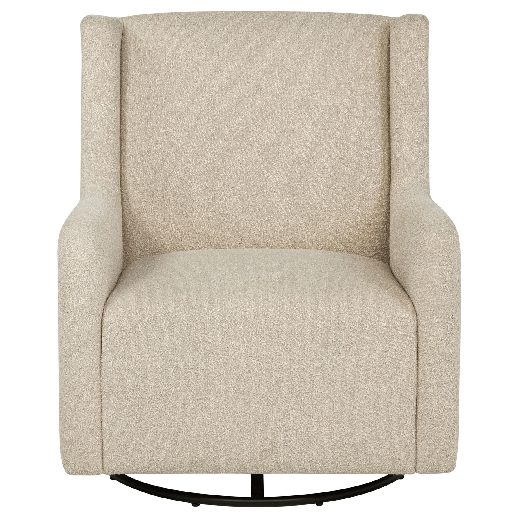 Side view of Serra boucle swivel glider recliner chair