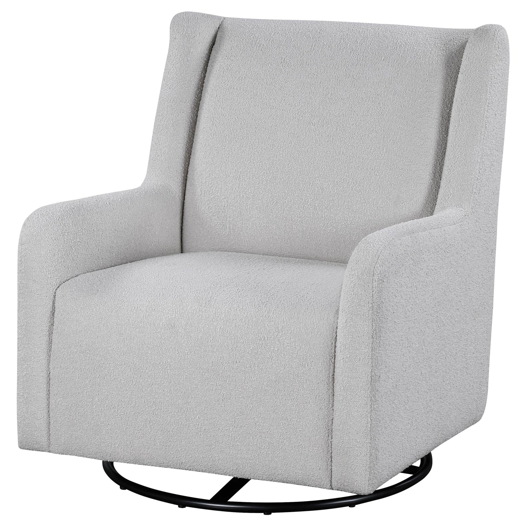 Serra Boucle Upholstered Swivel Glider Recliner Dove Grey close-up fabric texture