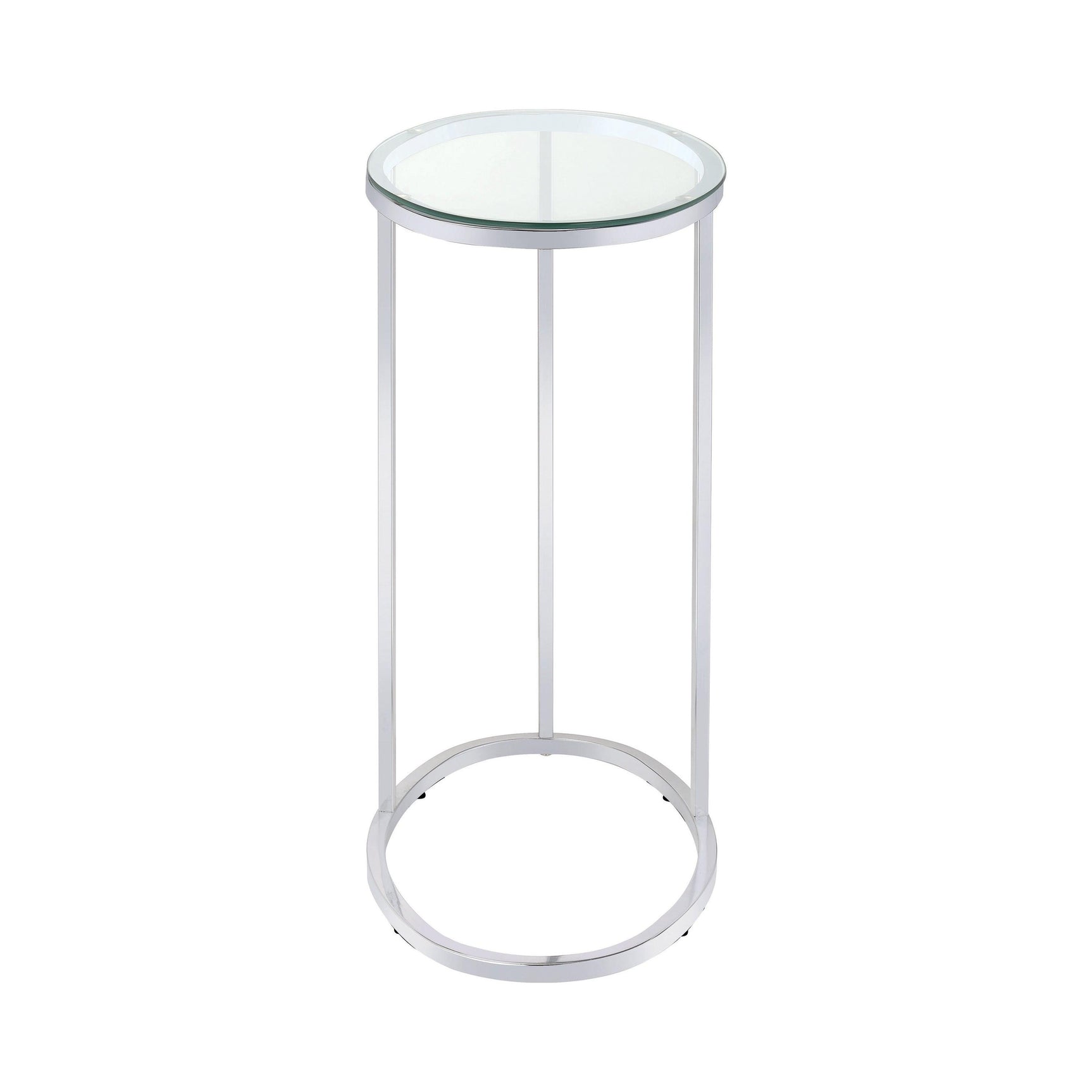 Top view of clear glass oval surface on Kyle Snack Table