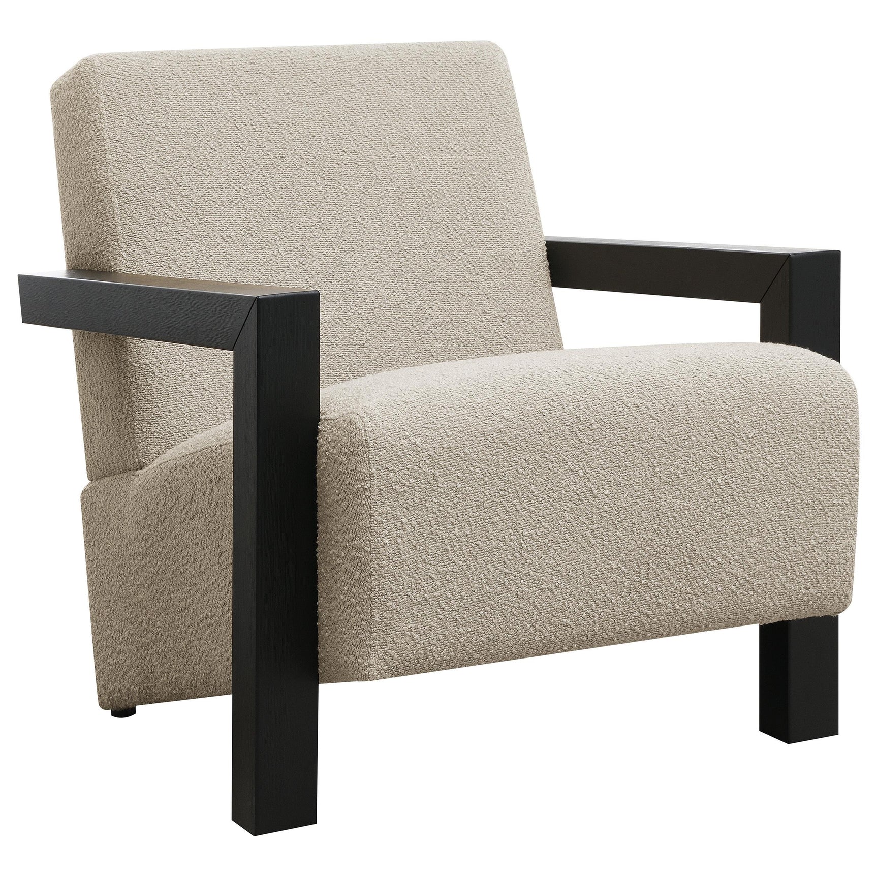 Fitzroy chair side view highlighting wood armrest