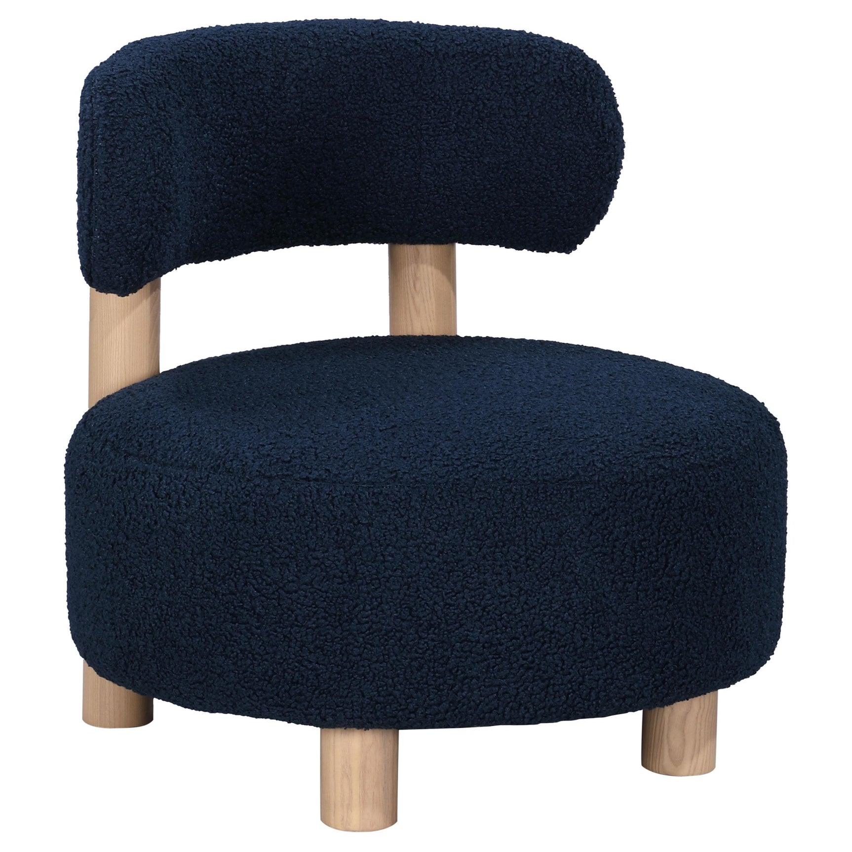 Zonie blue boucle accent chair side view