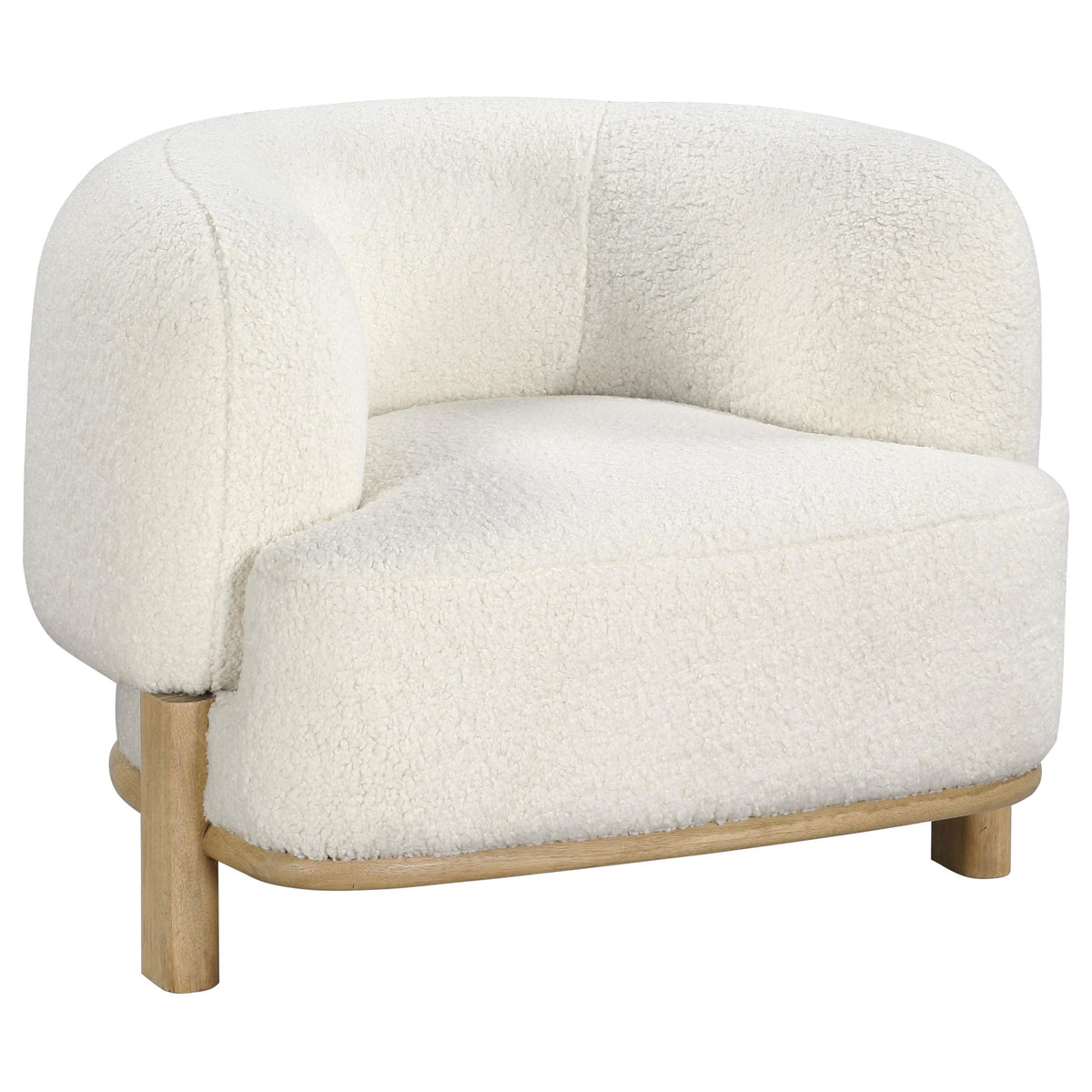Side view of Lawler Ivory Upholstered Barrel Back Accent Chair