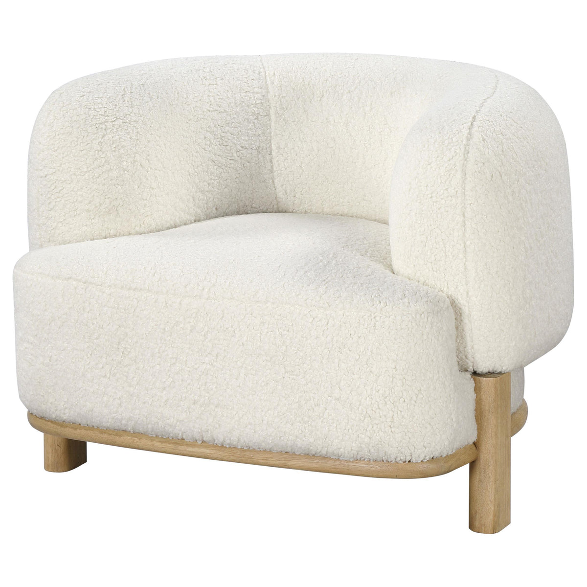 Close-up of boucle fabric texture on ivory chair