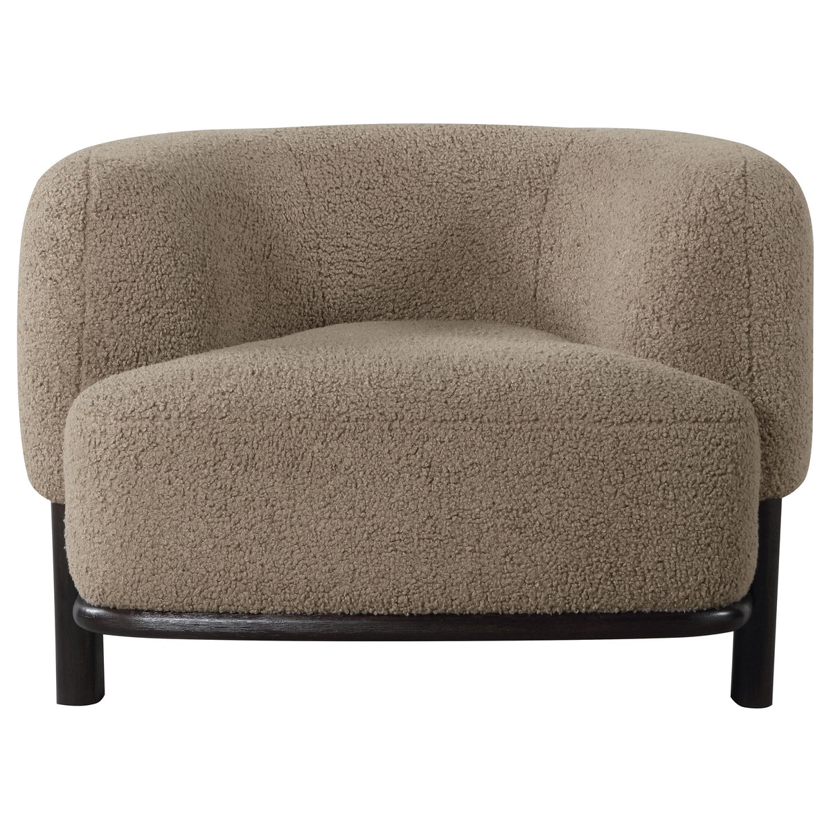 Close-up of mushroom boucle fabric upholstery