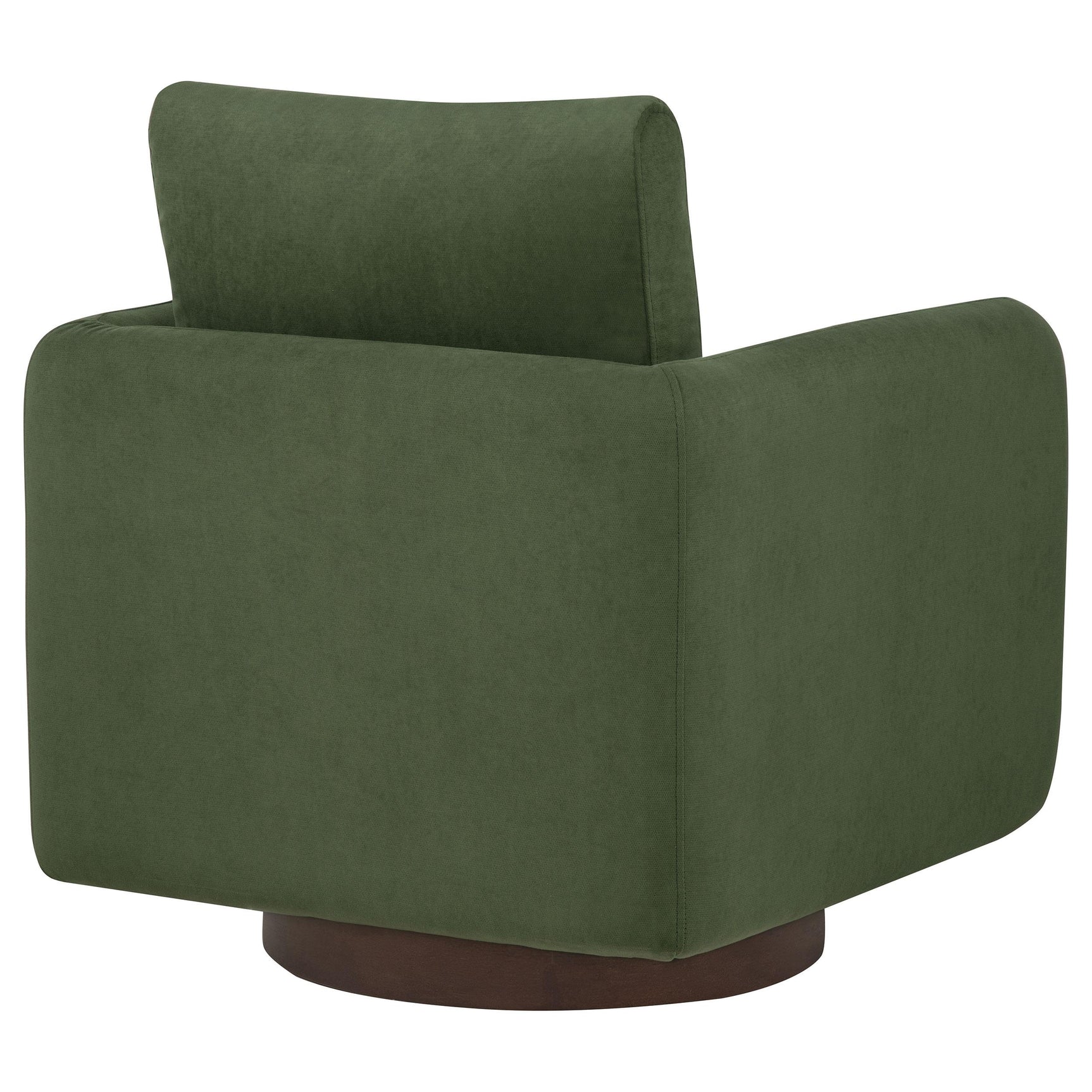 Iris Accent Chair in matcha fabric with swivel wood base