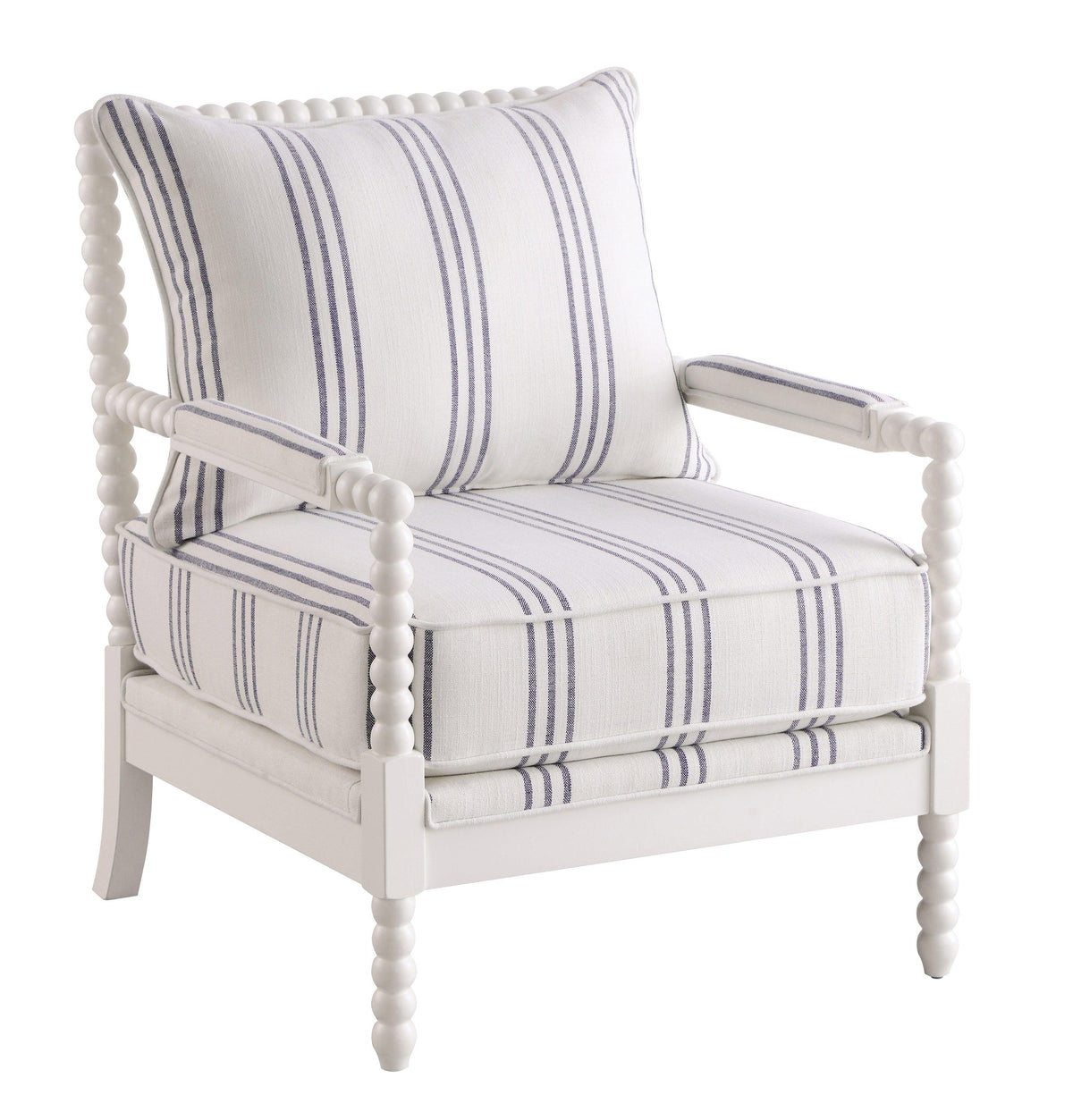 Blanchett Upholstered Accent Chair side angle showing spindle legs