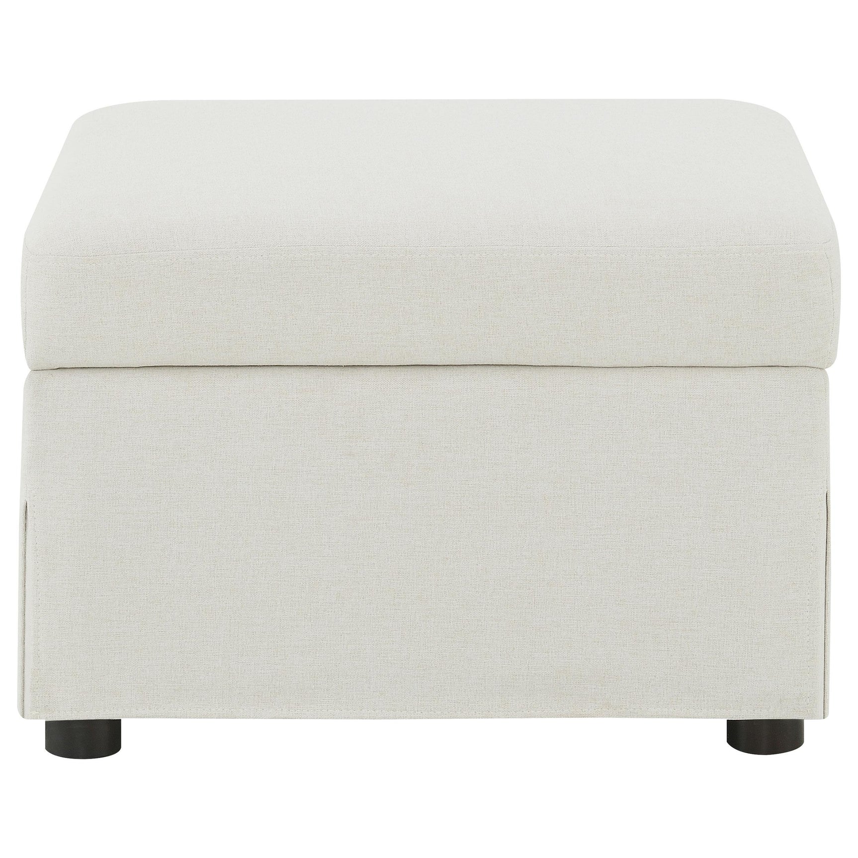 Back view of Winter beige upholstered ottoman
