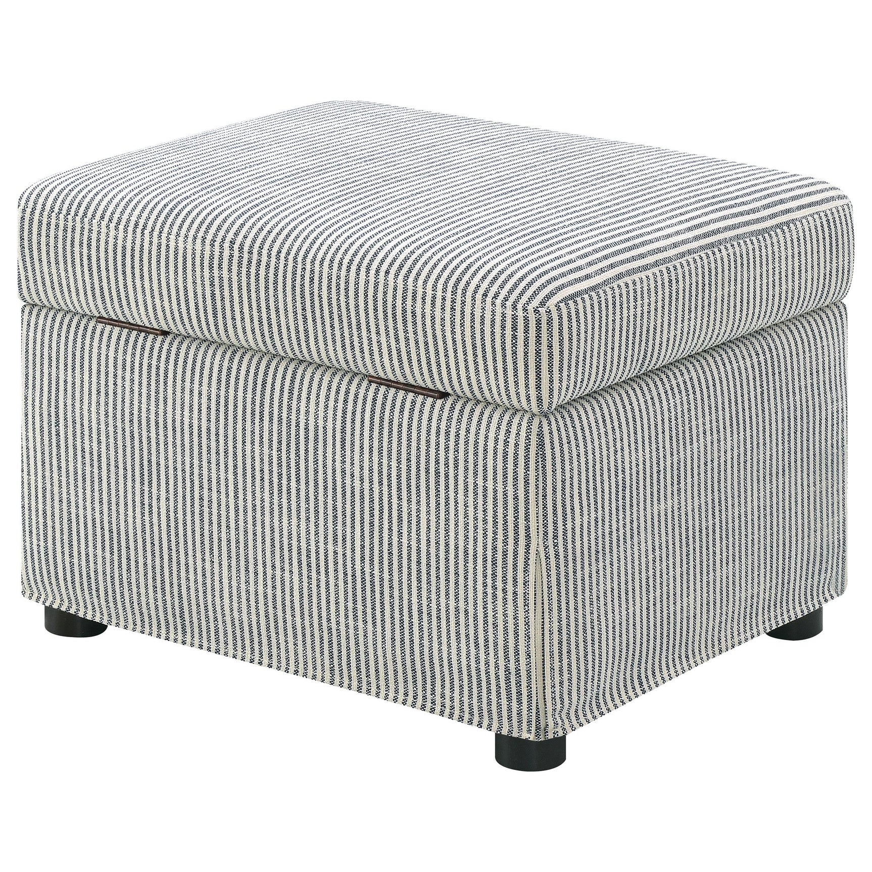 Grey storage ottoman in living room setting