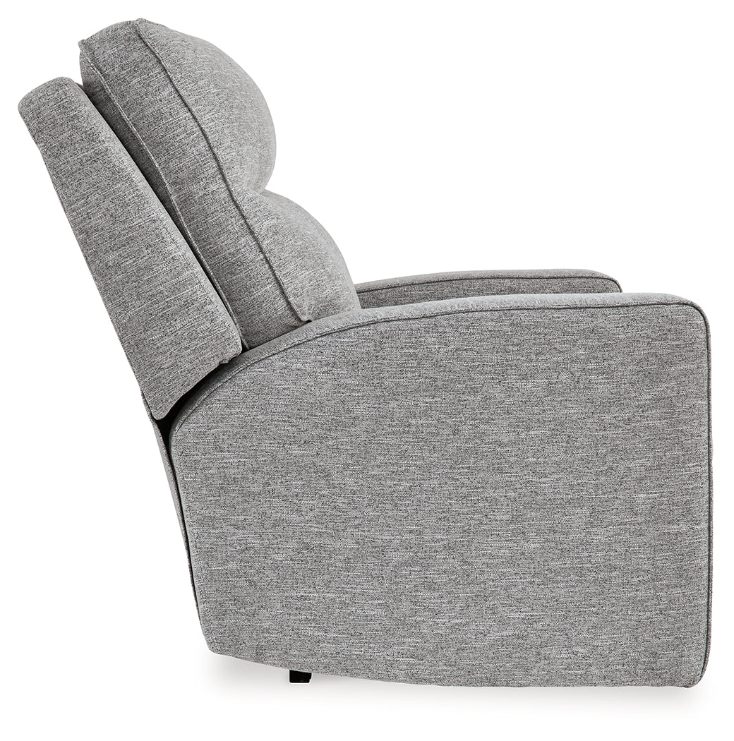 side view of Biscoe Pewter Textured Nuvella Power Recliner recliner