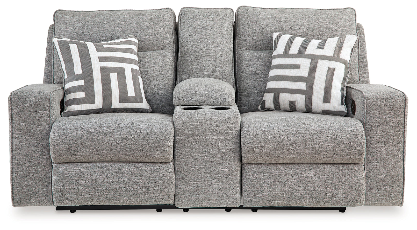 Biscoe pewter recliner head-on view