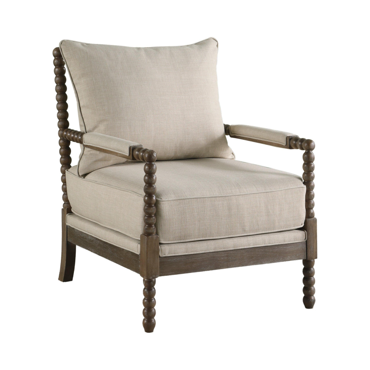 Side view of Blanchett Upholstered Accent Chair with curved back and armrests