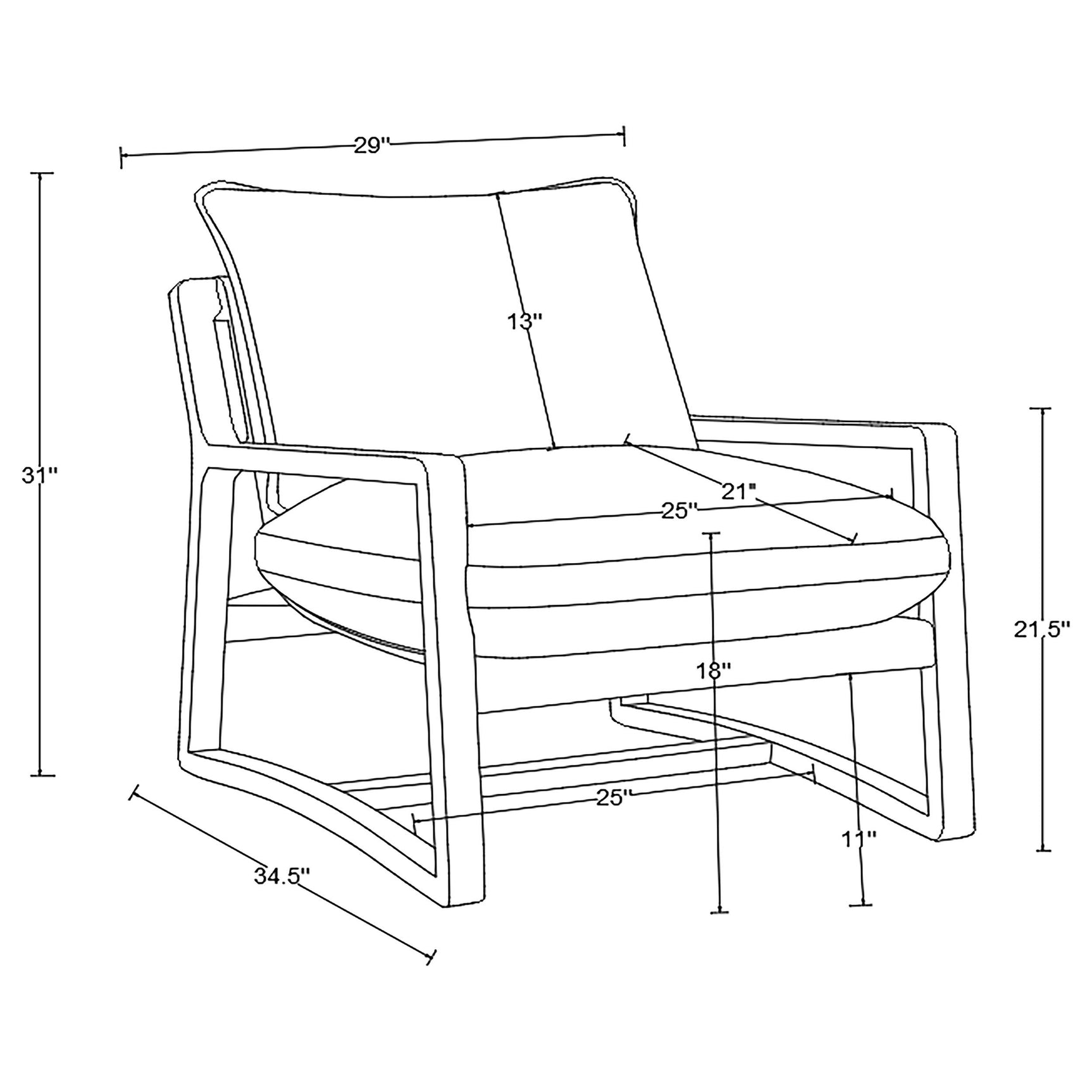 Geneva Accent Chair full side view