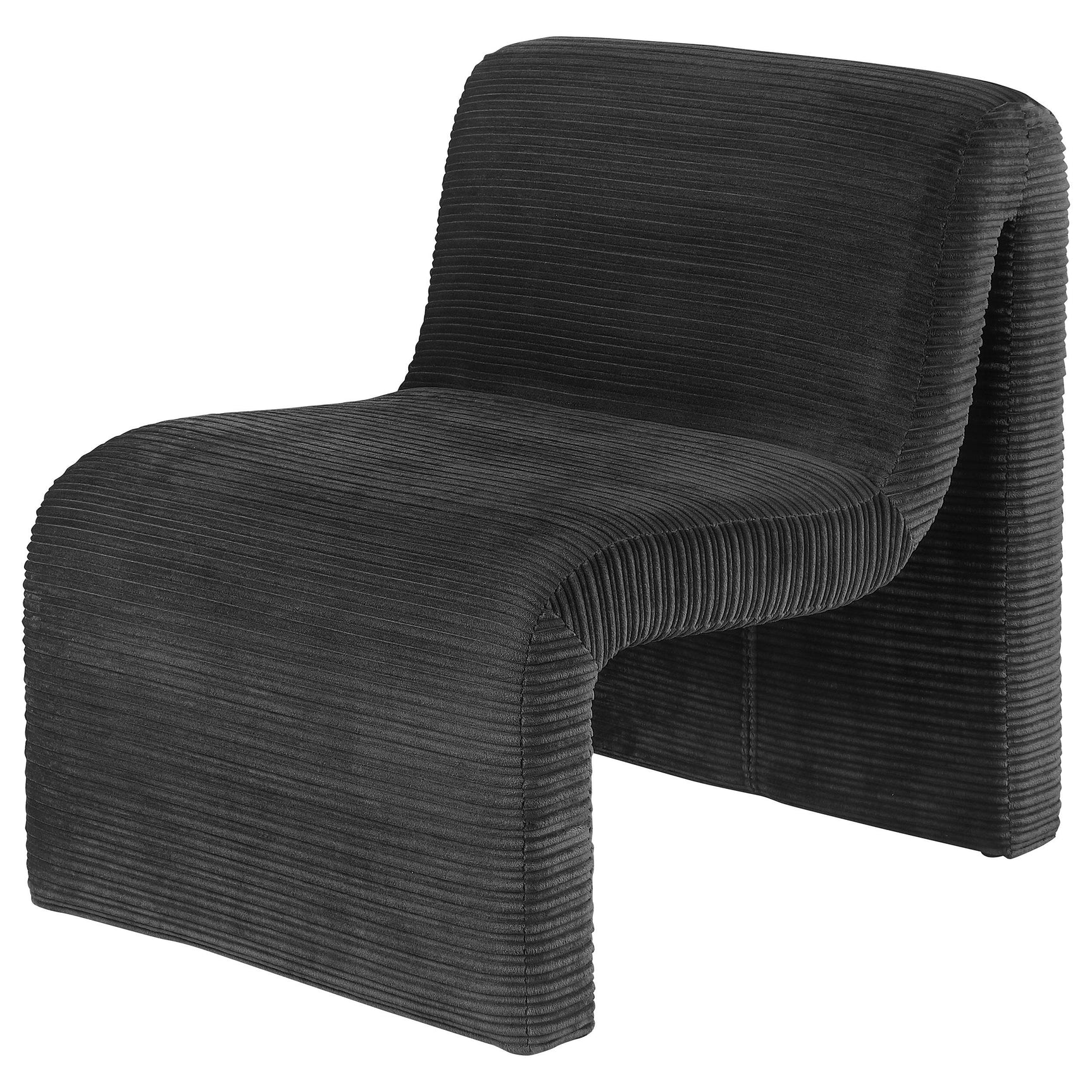 Close-up of black fabric upholstery on Drayton accent chair