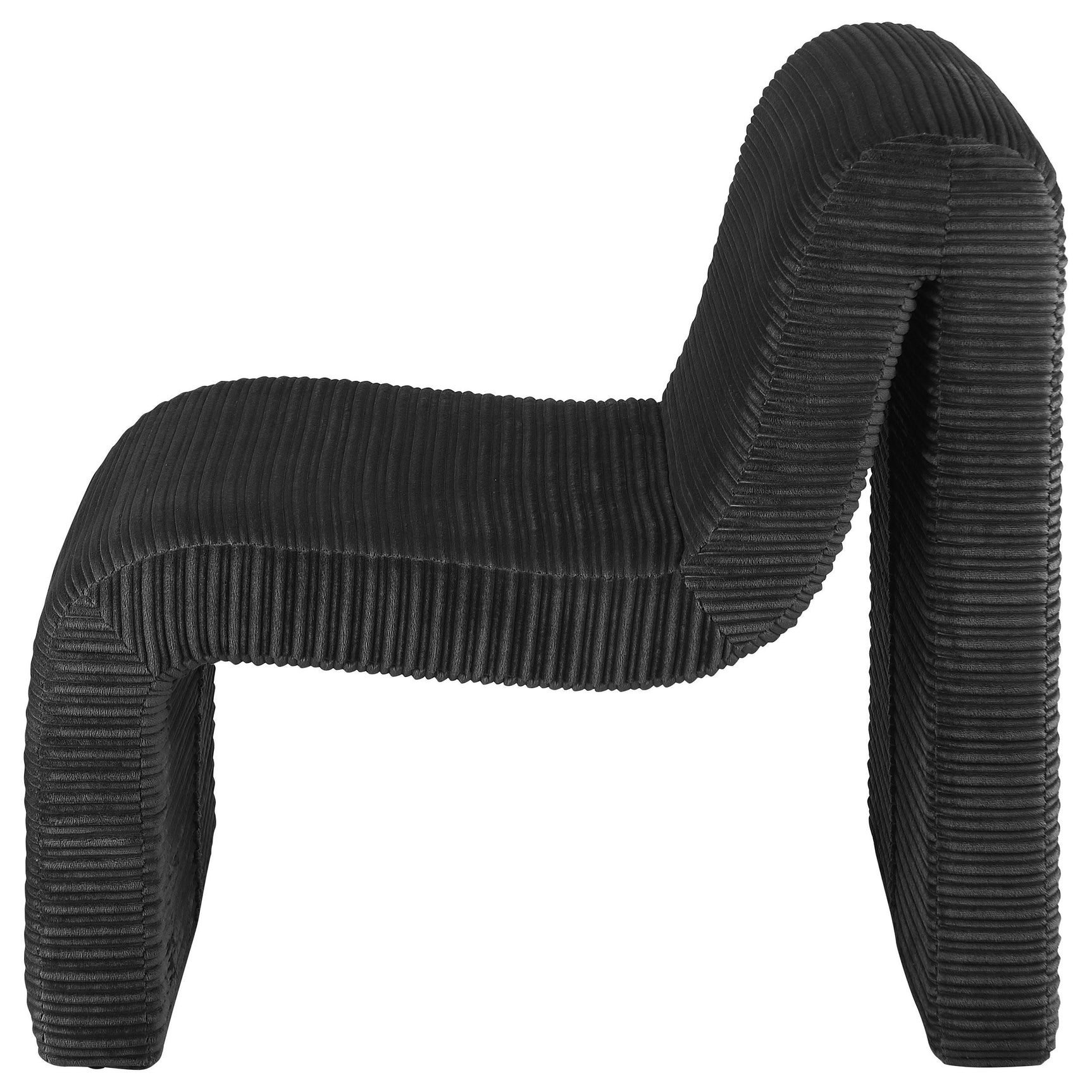 Metal and plywood base detail on Drayton accent chair