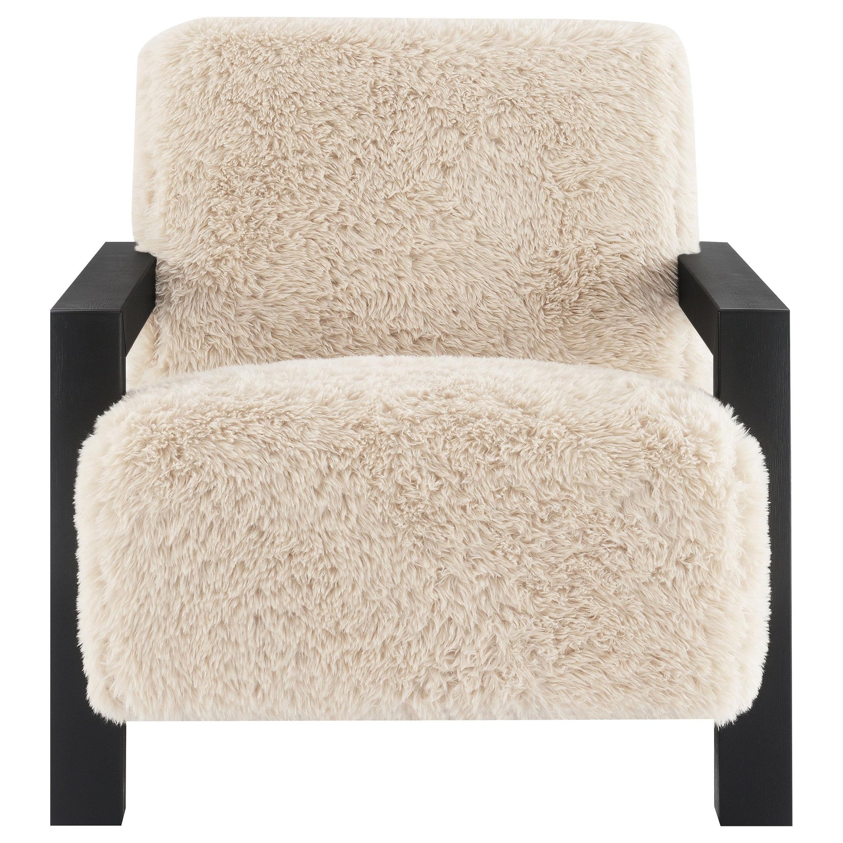 Close-up of latte faux fur upholstery on Fitzroy chair