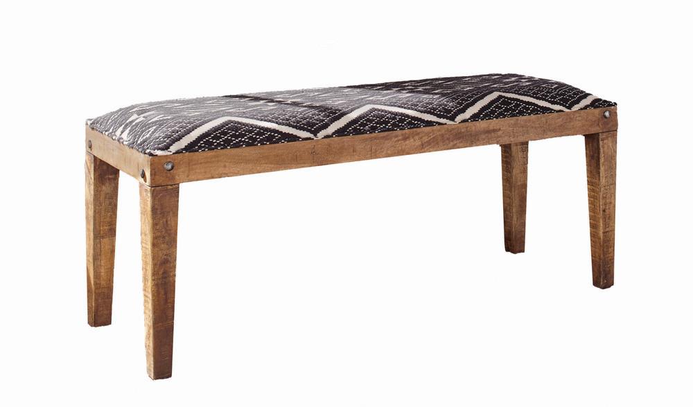 Lamont Bench navy geometric upholstered seat top view