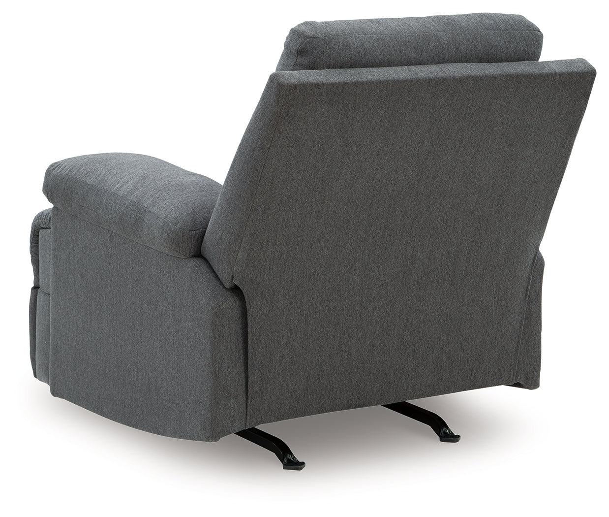 Side profile of Side-Swipe Charcoal Chenille Recliner