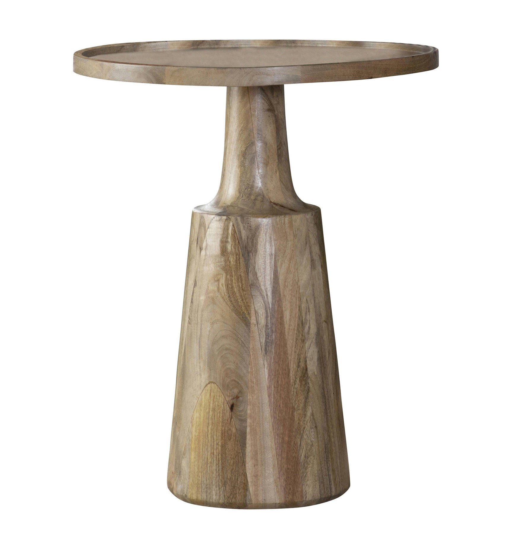 Close-up of Ixia Round Accent Table base and wood grain