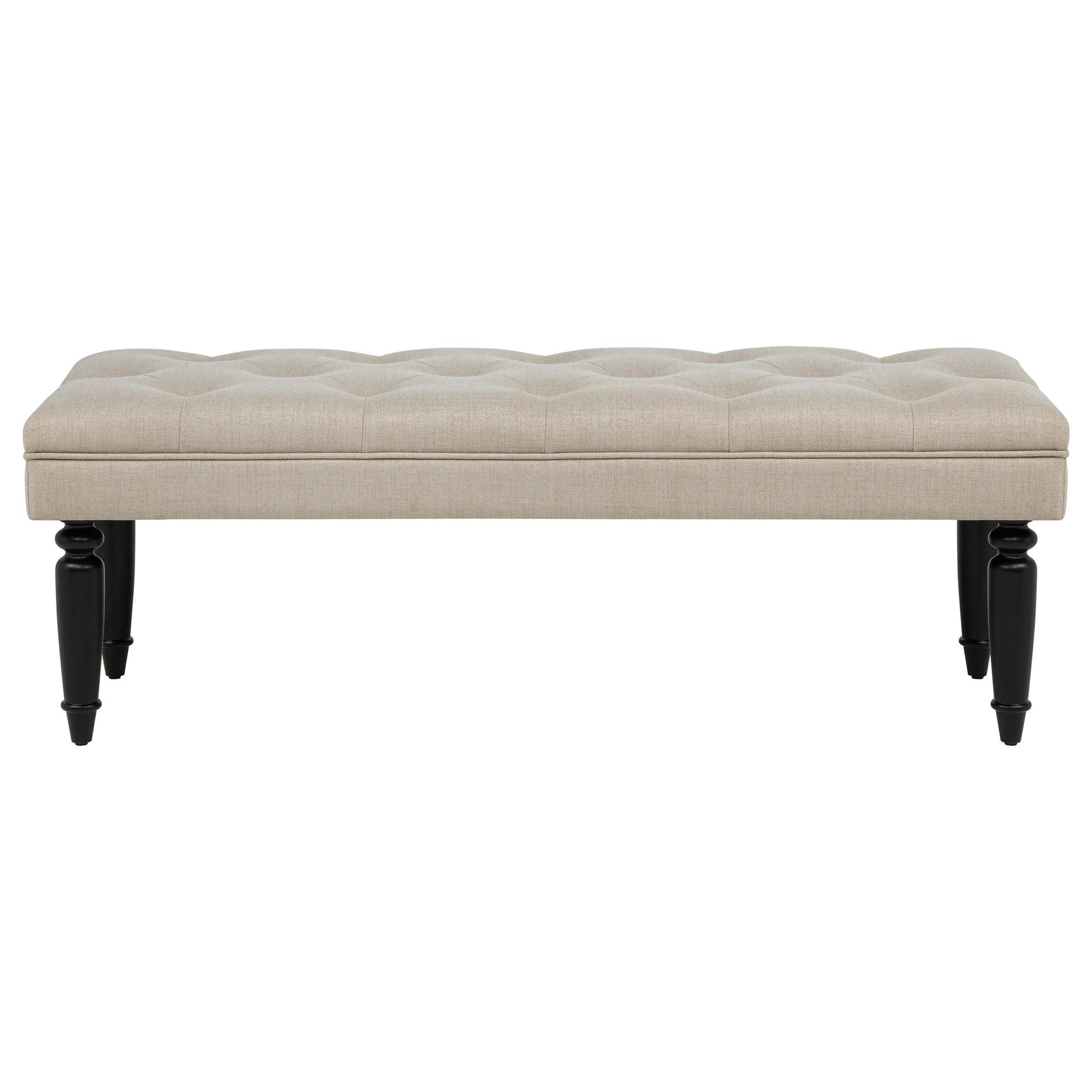 Bench showing turned wooden legs and plastic glides, detail