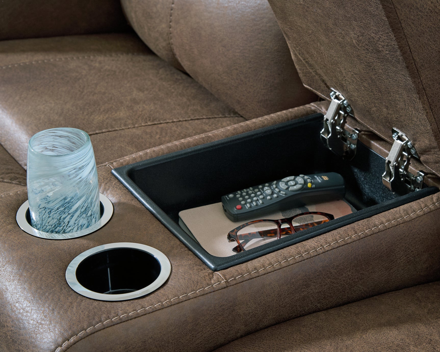 Beckley Place Console detail with cup holders