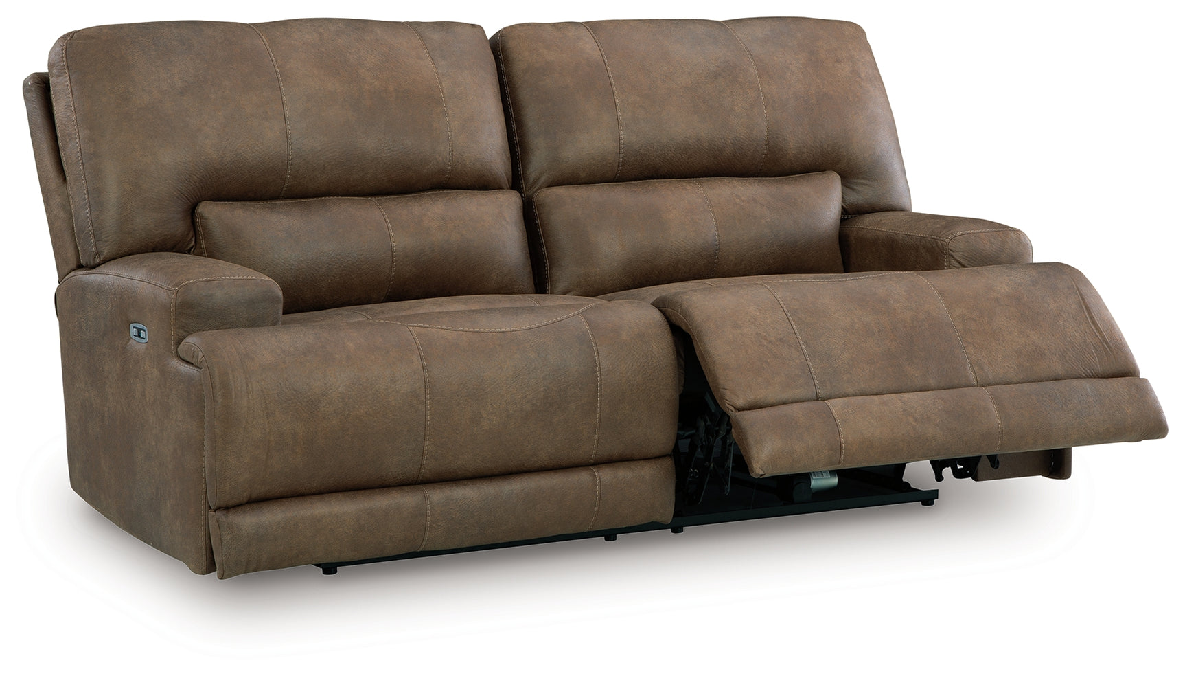 Power reclining sofa side opened view