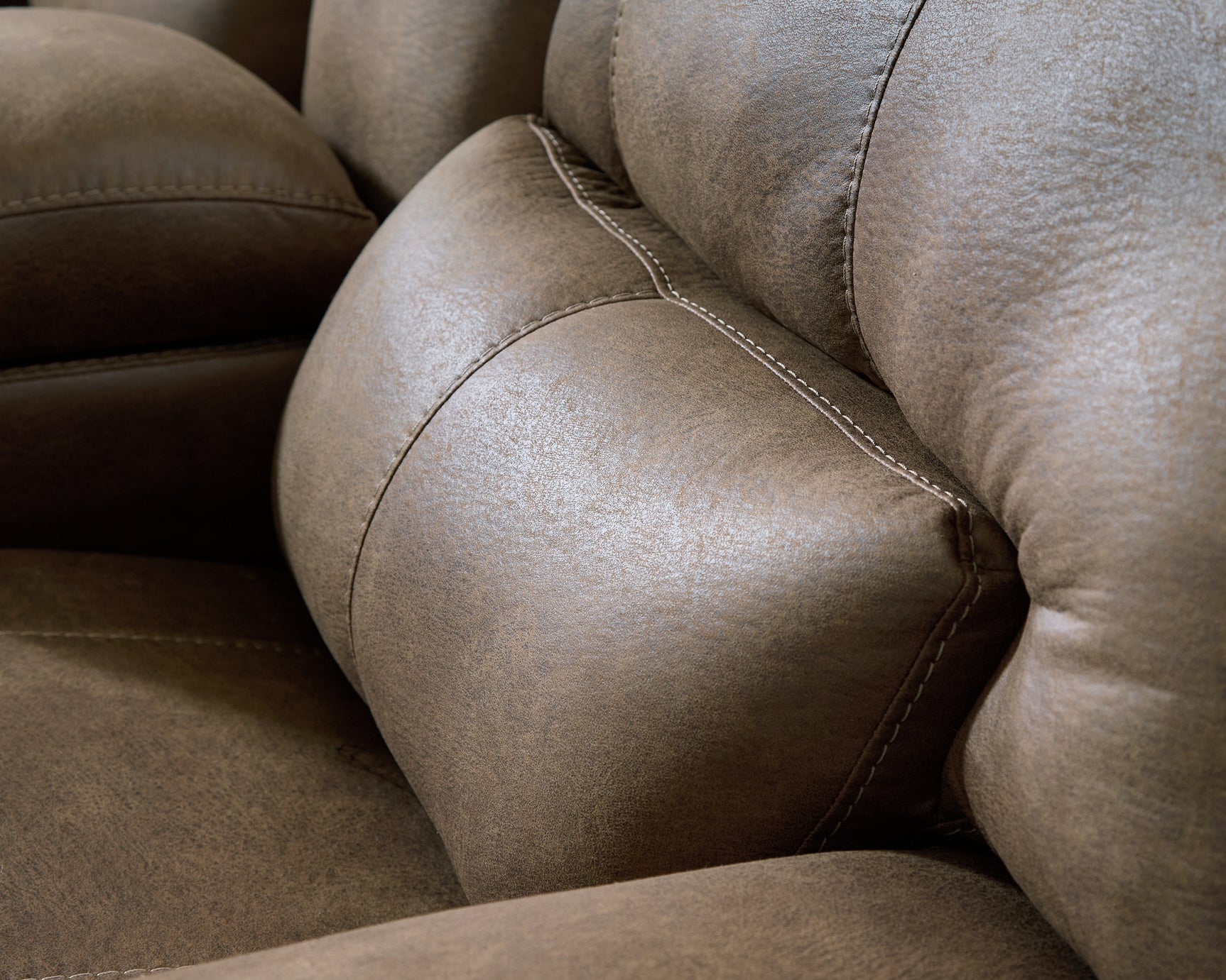Beckley Place Earth Faux Leather Power Recliner lumbar support detail