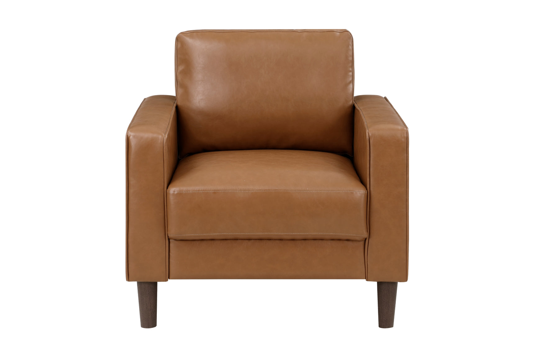 front view of Malcolm Brown faux leather sofa