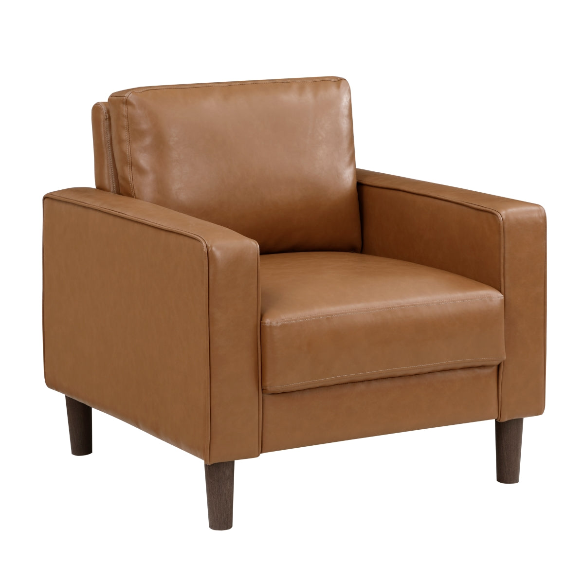 Side view of Malcolm Brown brown faux leather chair