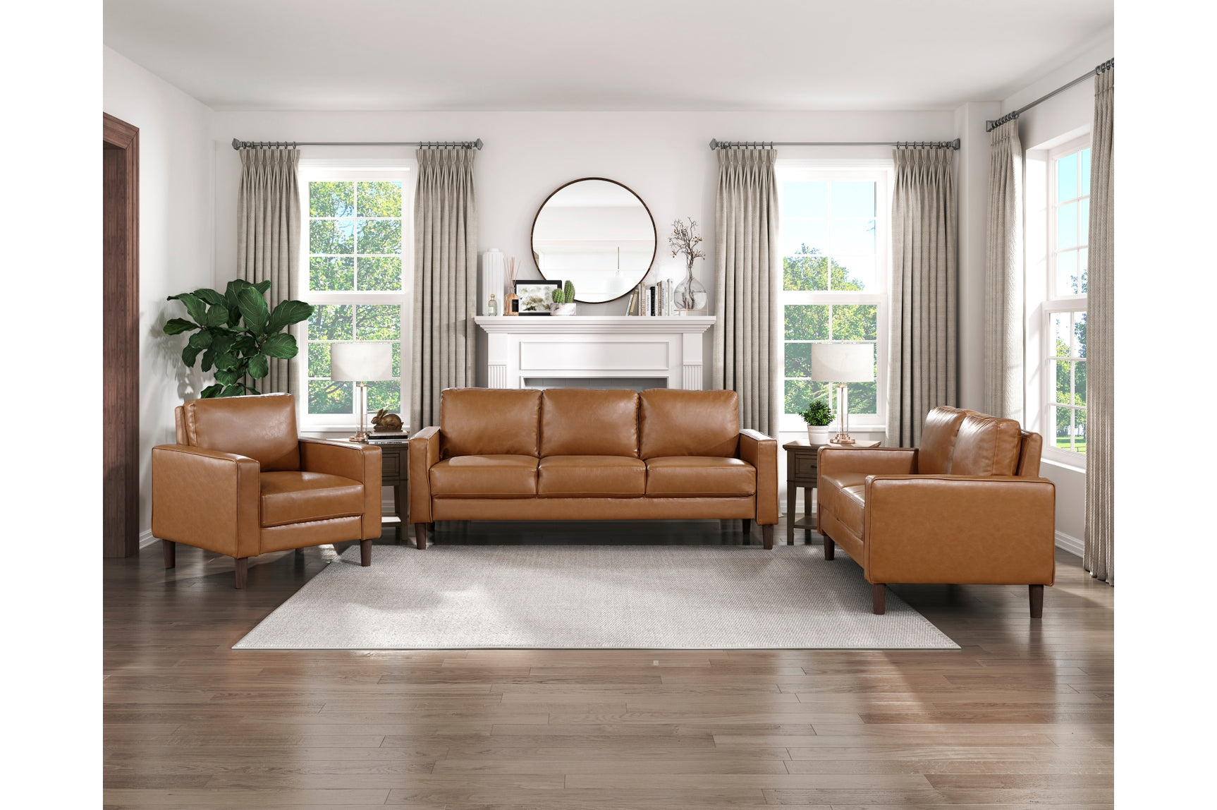 side view of Malcolm Brown Faux Leather Loveseat