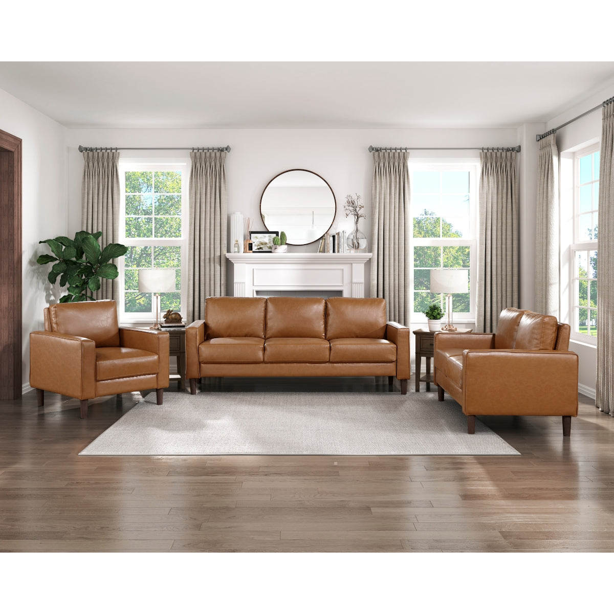 Malcolm Brown chair with visible exposed faux wood feet