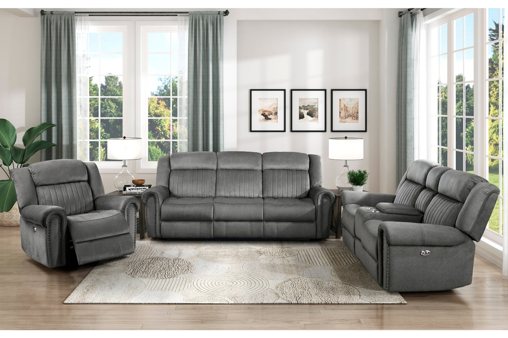 Brennen Charcoal power reclining loveseat with console