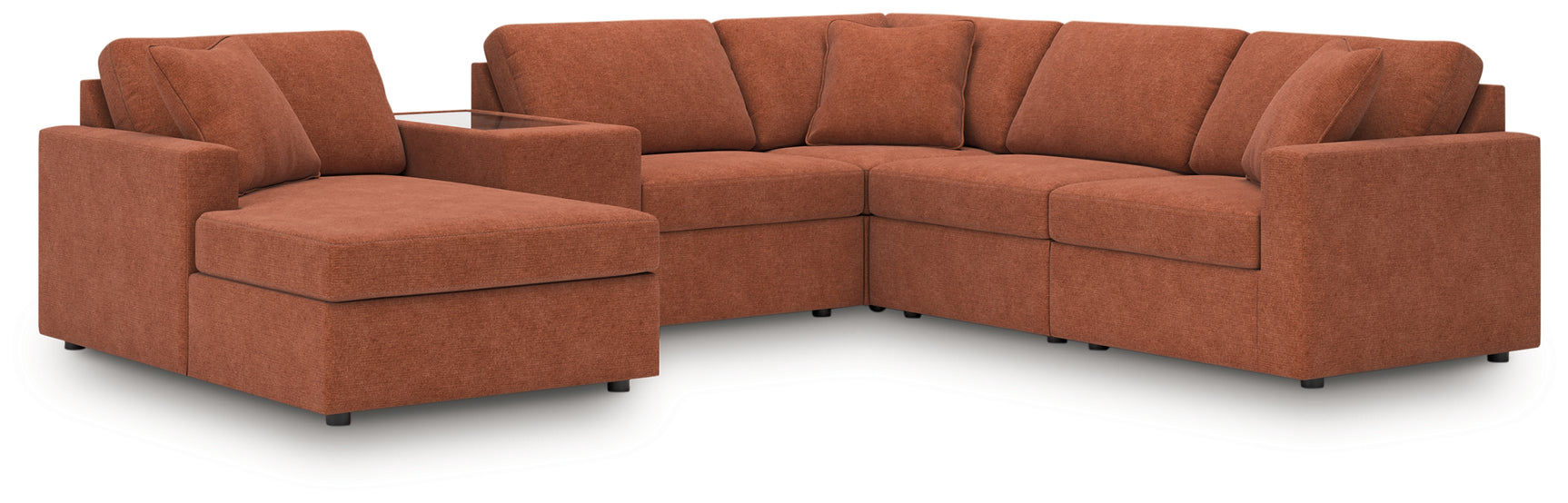 Head-on view of sectional sofa cushions