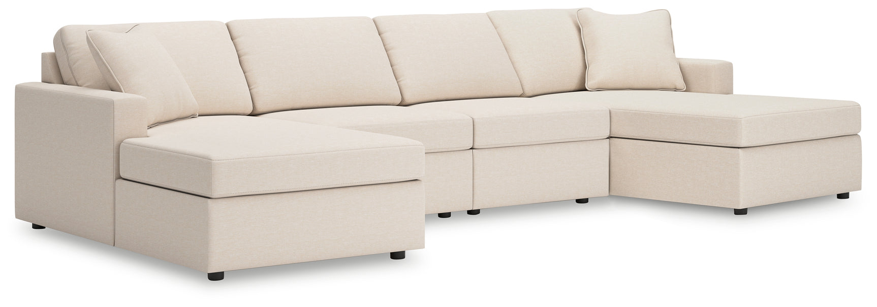 Side angle of Modmax Oyster Nuvella 4-piece sectional with chaise