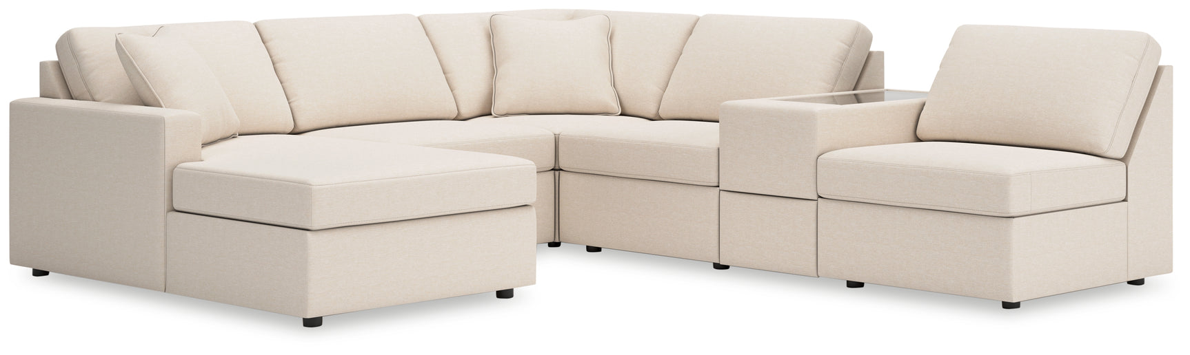 Side angle of Modmax Oyster Performance Fabric sectional sofa
